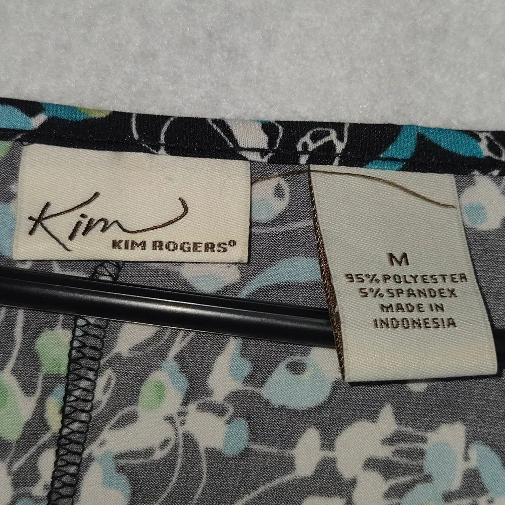 Kim‎ Rogers Womens Floral Faux Empire Waist Dress Black Blue Green Medium